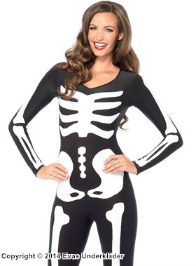 Skeleton, costume catsuit, glow-in-the-dark print